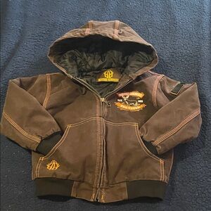 Hunters hardware Brown Hooded Jacket with Embroidered Logo
